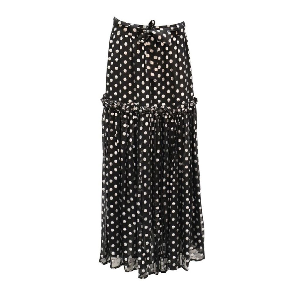 Dodo Bar Or Metallic Polka Dots Skirt in Black Polyester